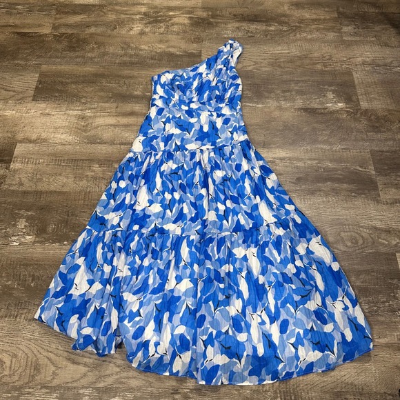 Billy J Dresses & Skirts - Billy J Jayda Maxi Dress Blue Floral One Shoulder Tiered Wedding Guest Size 10